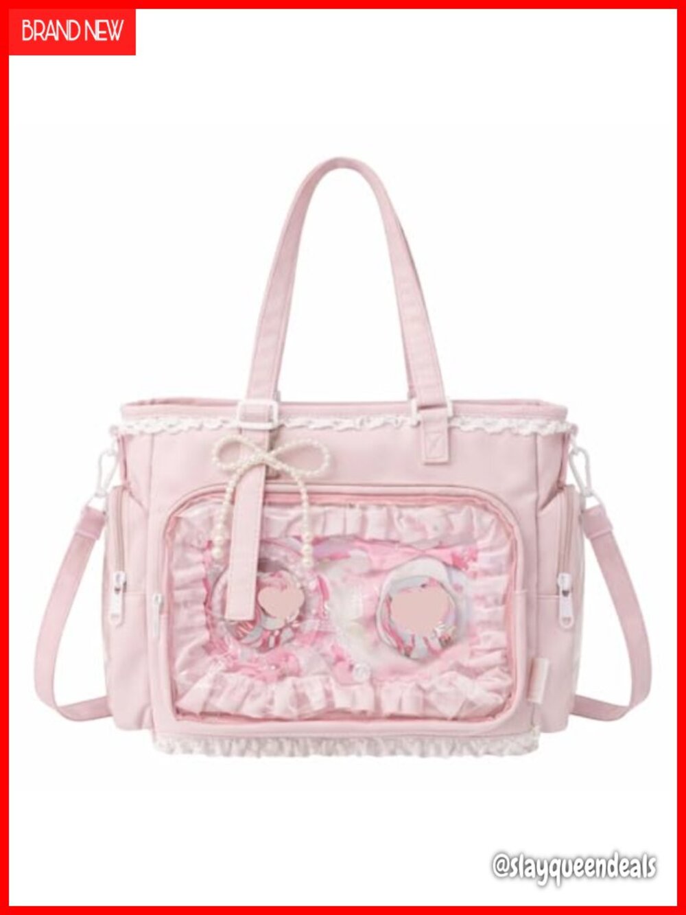 Ita Crossbody Tote Bag Pin Display Mesh Insert Adjustable Strap Kawaii